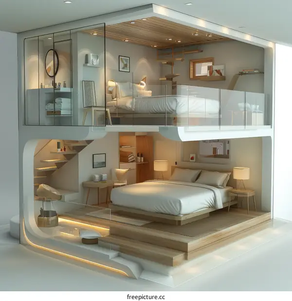 Innovative Multi-Level Minimalist Loft Design