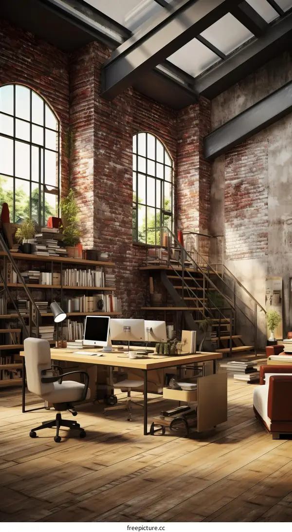 industrial style home office interior design