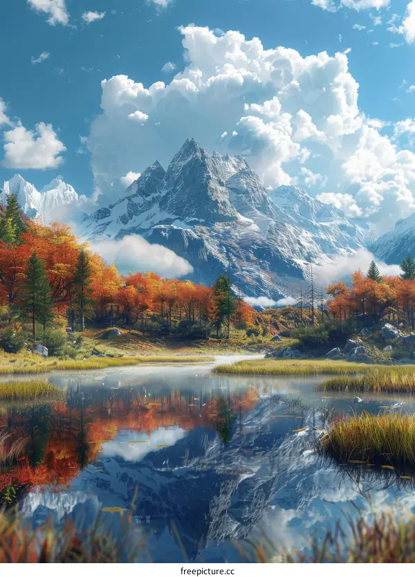 Majestic Mountain Panorama in Autumn Hues