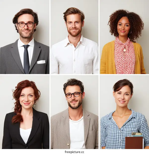 Diverse Professional Portraits on a Light Background