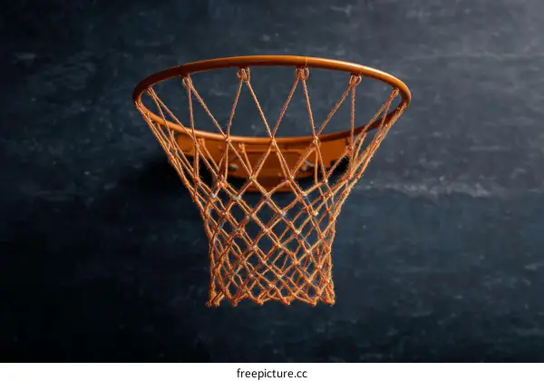 Basketball Hoop and Net on Dark Background
