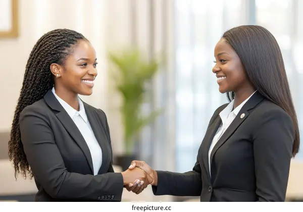 Two Black Businesswomen Handshake