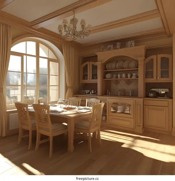 Classic Wooden Kitchen Dining Room Interior Design
