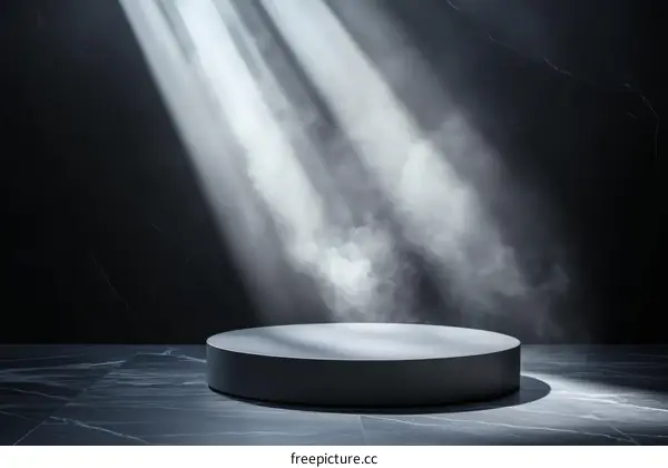 Dark Marble Podium with Spotlight