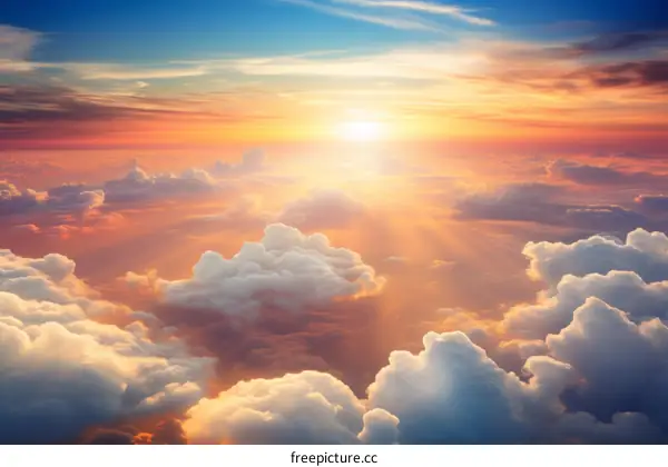 Above the clouds at sunset