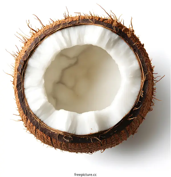 Fresh Coconut Half with White Background