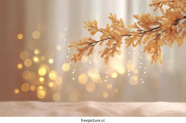 Winter Holiday Decorative Branch with Bokeh Lights