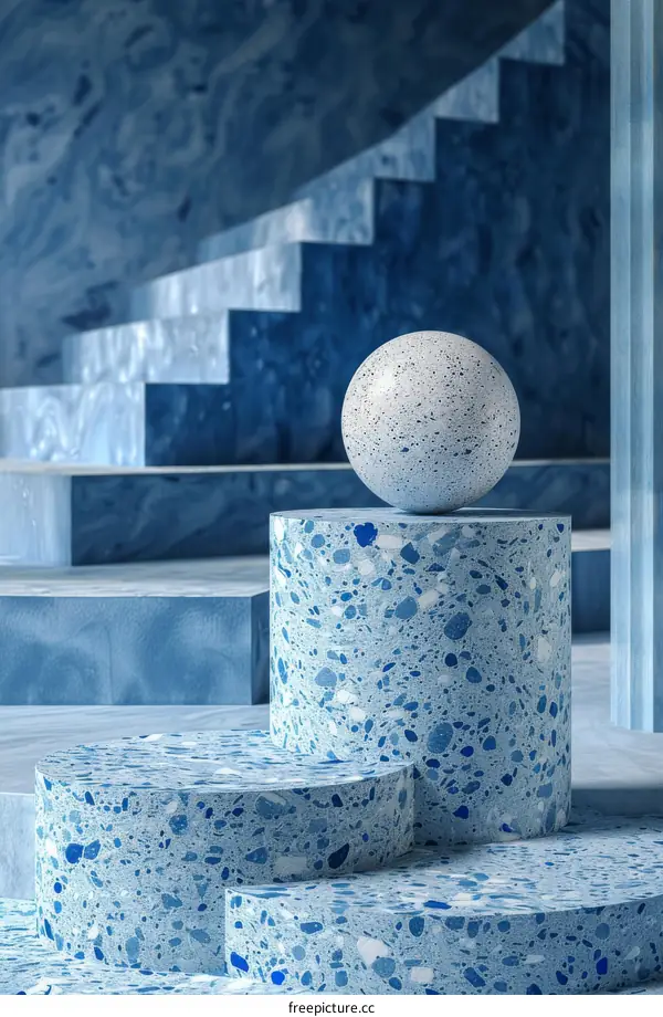 Abstract Blue Terrazzo Display Design