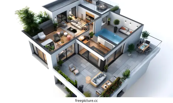 Modern Top Floor Penthouse with Rooftop Patio and Pool