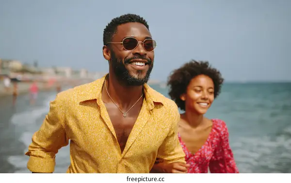 Couple enjoying a sunny day at the beach