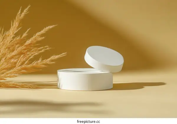 Elegant Cosmetic Product Display with Pampas Grass