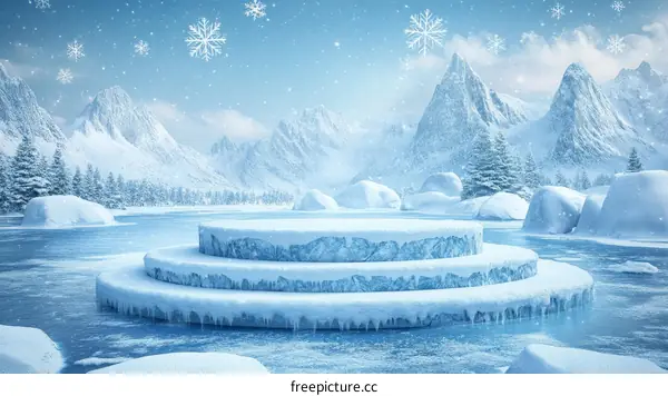 Winter Wonderland Ice Stage Scene