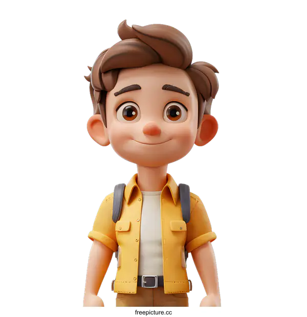 [Transparent Background PNG]a 3d illustration of a boy