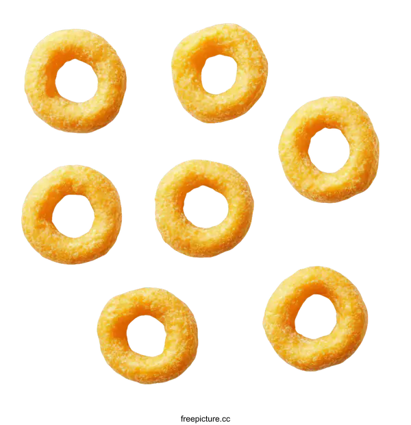[Transparent Background PNG]Close-up of ring-shaped snacks on a white background