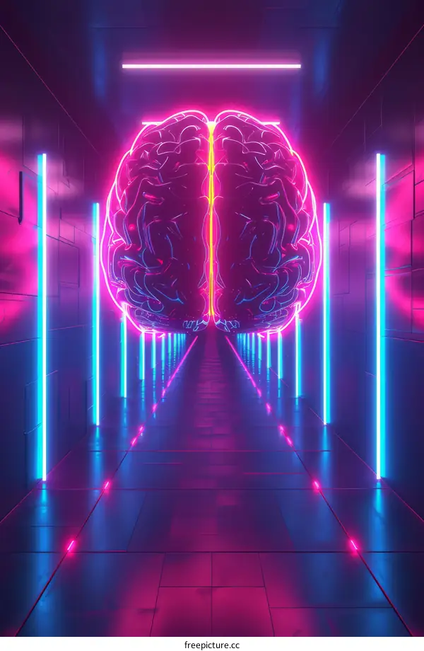A glowing brain in a futuristic sci-fi setting