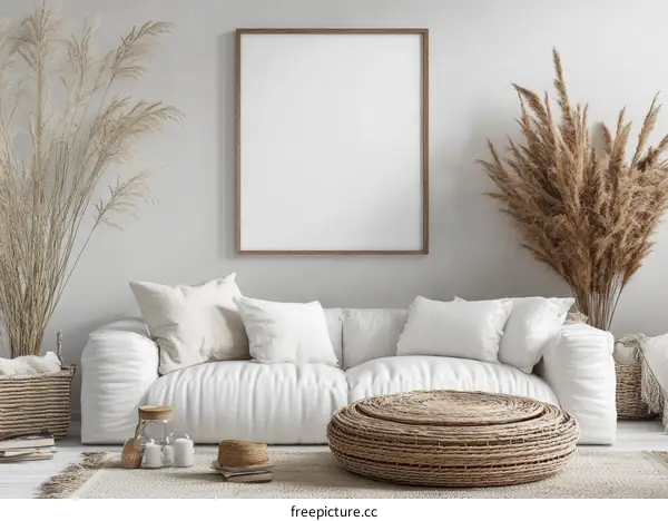 Bohemian Living Room Interior Mockup