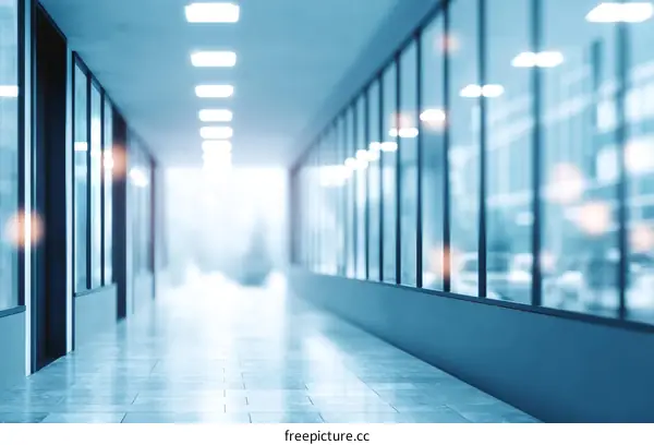Modern Office Corridor with Large Windows