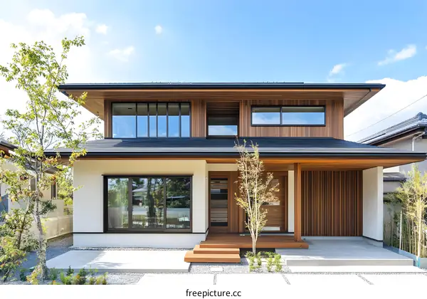 Modern Japanese Style House with Wooden Facade