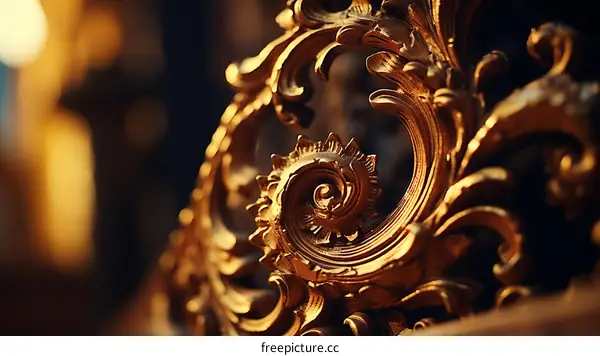 ornate golden filigree close up