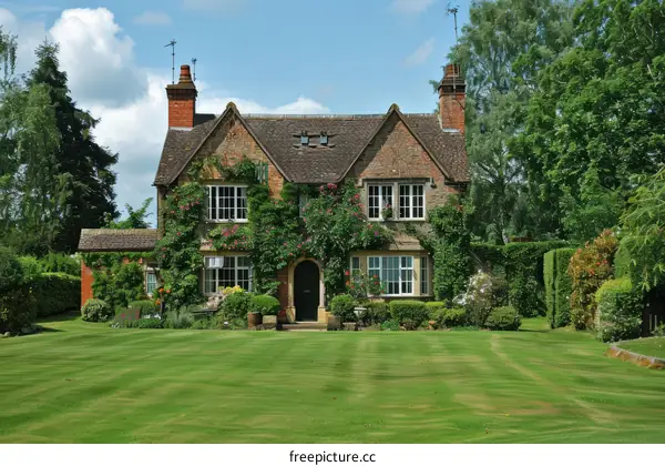 An English country house with a large garden