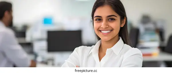 Smiling Woman In Office Environment