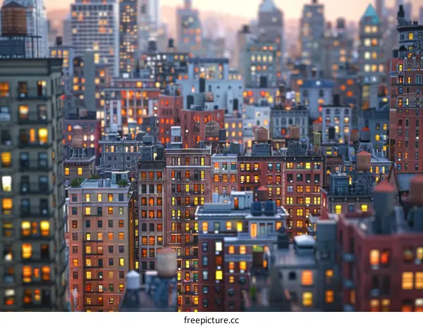 Miniature Cityscape at Twilight