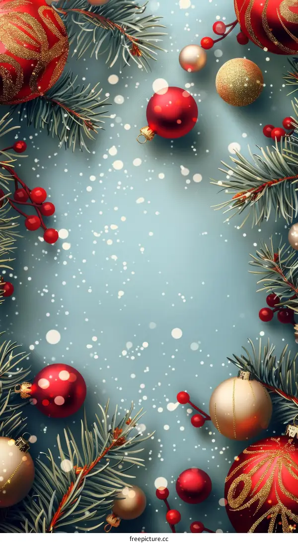 Christmas Decoration with Baubles and Snowflakes