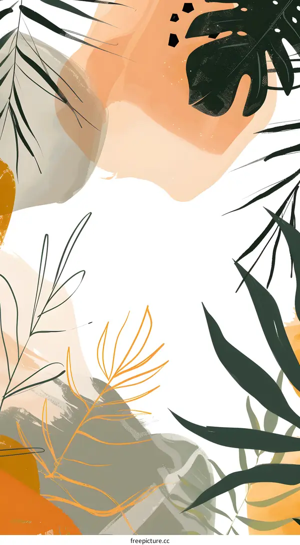 Abstract Tropical Leaves Illustration