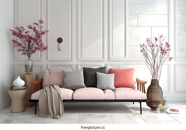 Modern Minimalist Living Room Interior Design Illustration