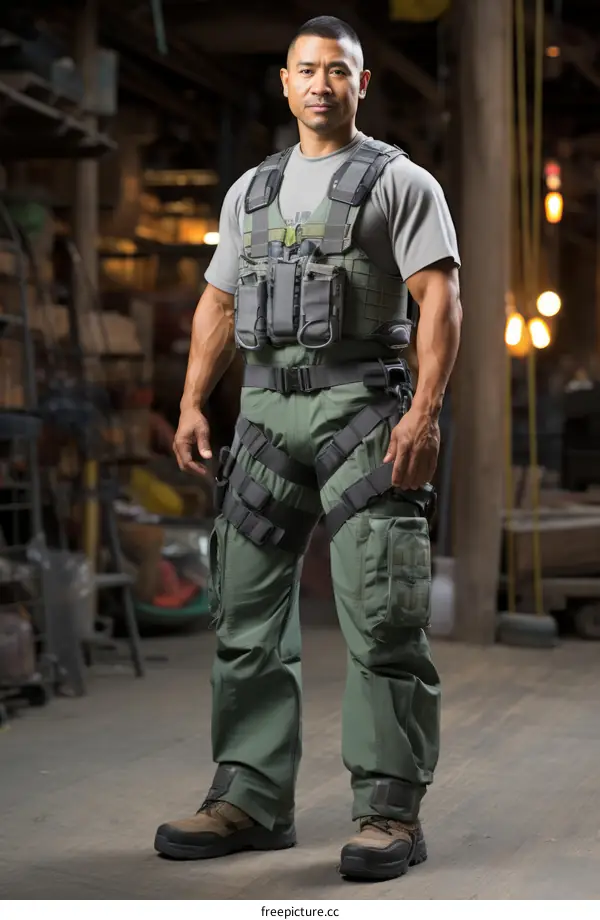 Warehouse Worker in Tactical Gear