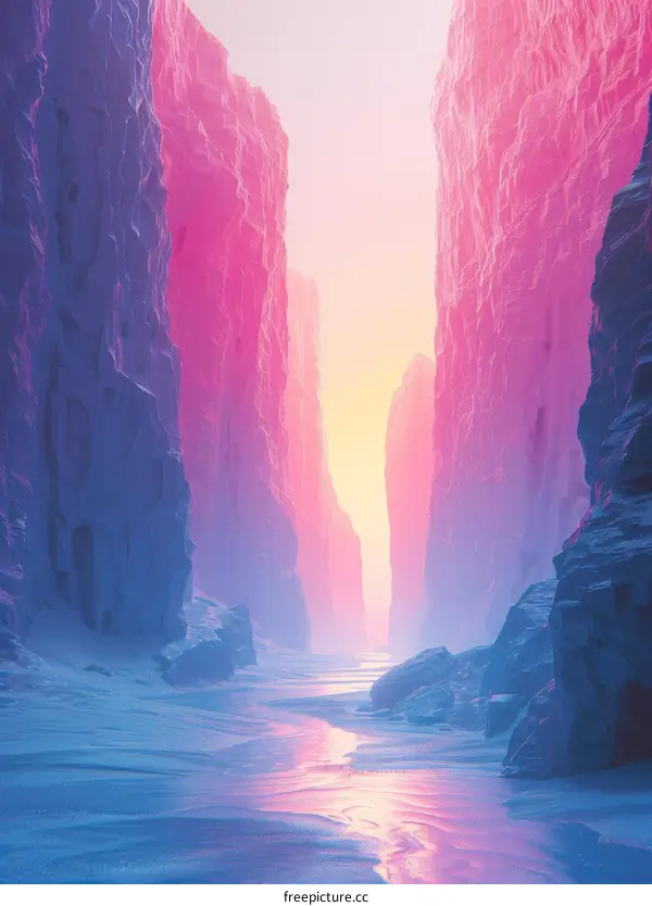 Sunrise in a Pink and Blue Canyon