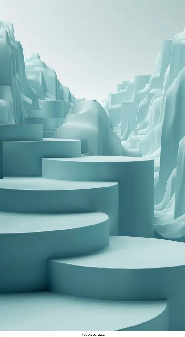 Abstract Geometric Blue Podiums for Product Display