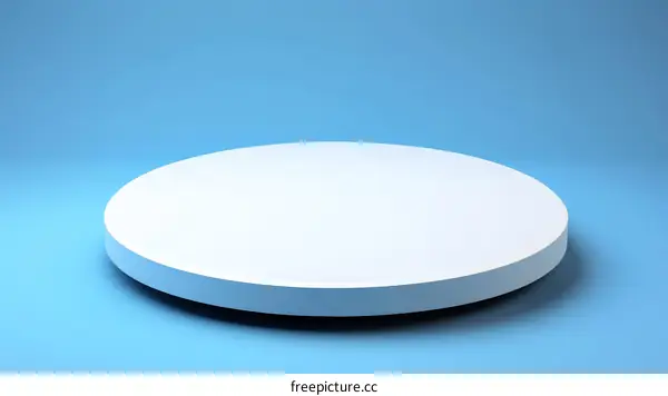 Blank White Round Stage Platform on Light Blue Background