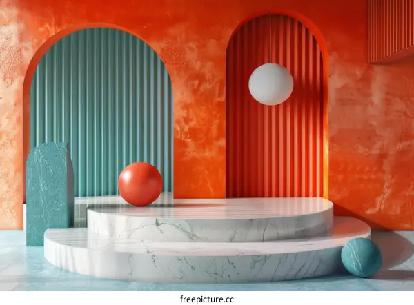 Colorful Geometric Display Stand Interior Design