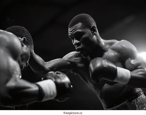 Black and White Boxing Match Two Men