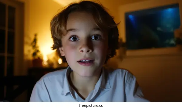 Caucasian Boy with a Surprised Expression