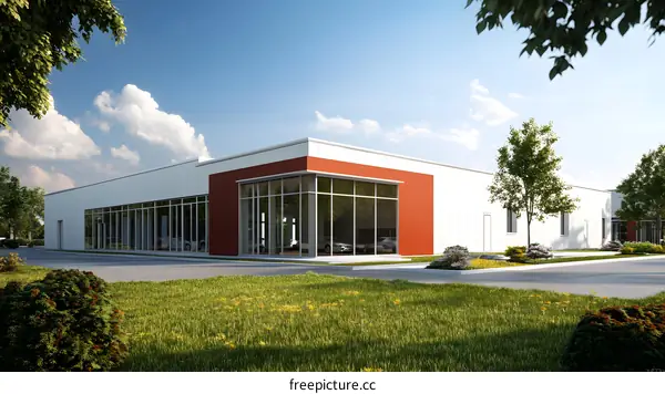 Modern Building Exterior With Red Accents