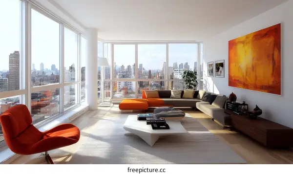 Modern City Apartment Living Room Illustration