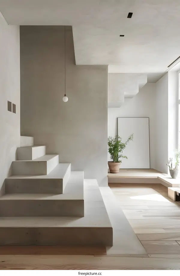 Minimalist Concrete Staircase in a Modern Interior