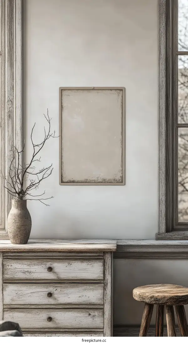 Rustic Home Decor Featuring Empty Picture Frame