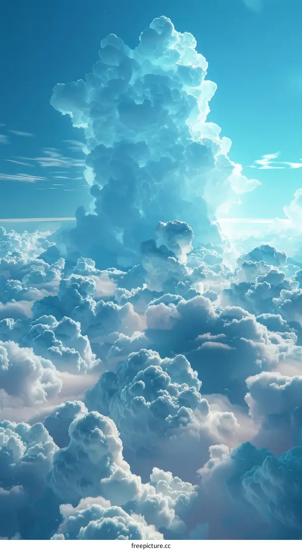 Blue and white cloudscape with large cumulus clouds