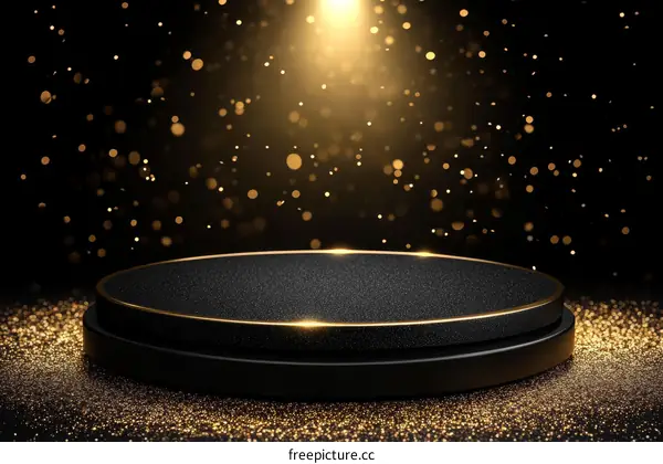 Luxury Black and Gold Product Display Stage