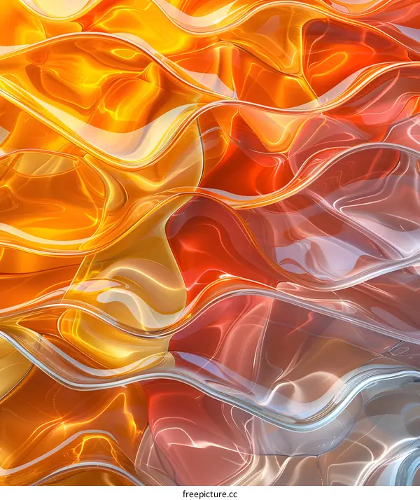 abstract 3d rendering of a wavy translucent surface with a glossy texture