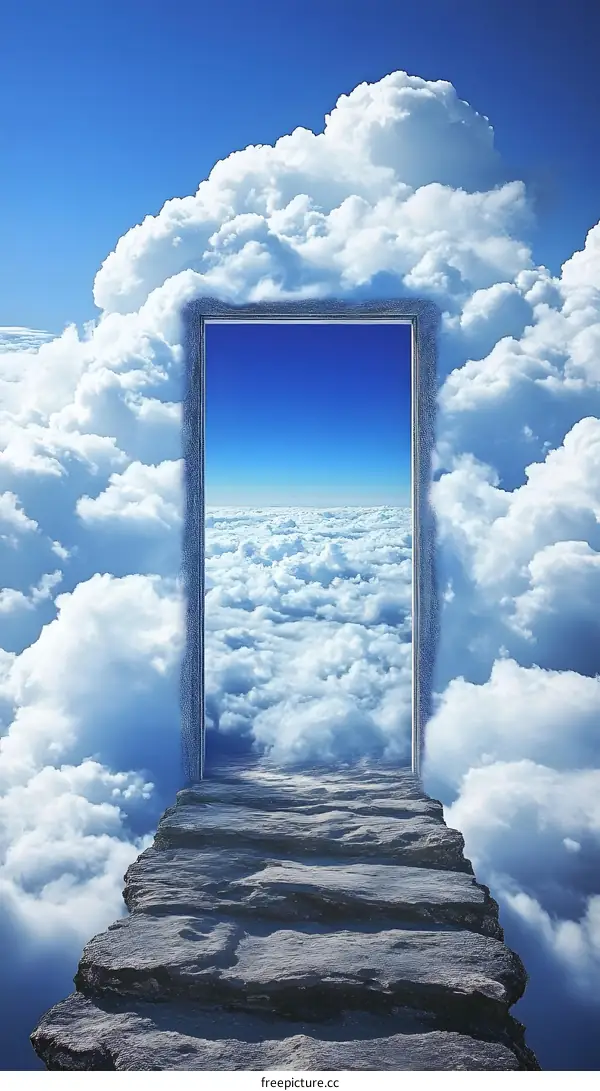 Door to Heaven in Clouds