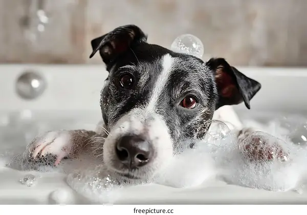 Dog in a Bubble Bath
