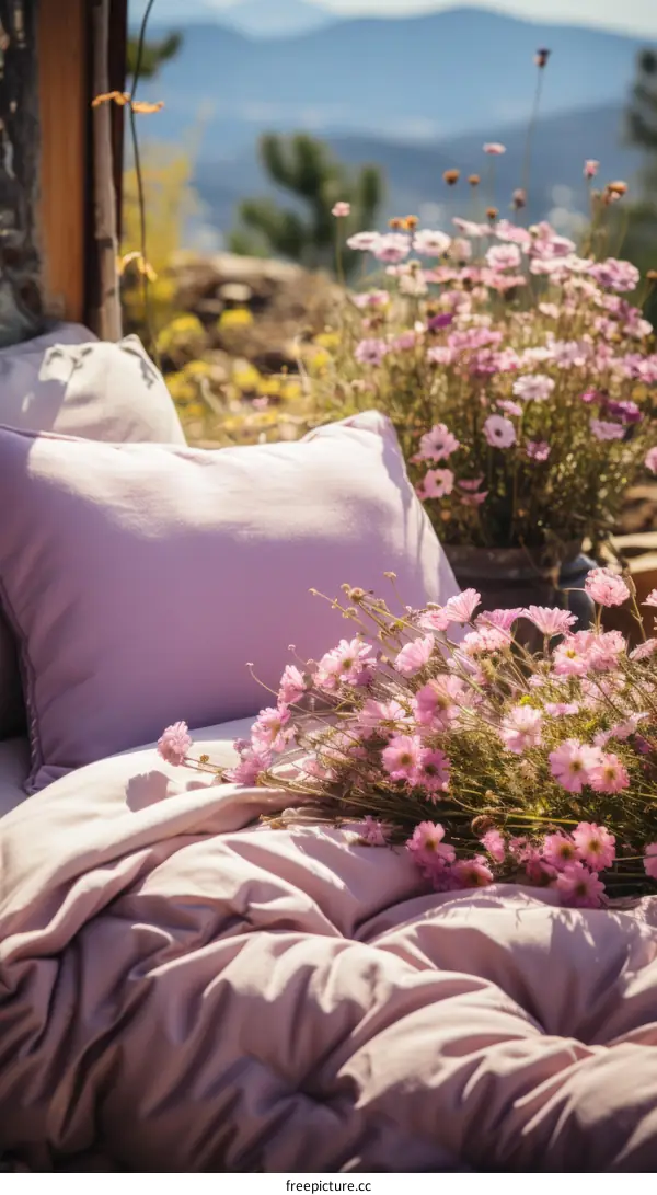 bedding with flowers