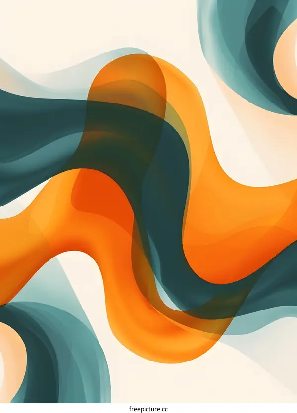 Abstract Background With Swirling Orange And Teal Shapes
