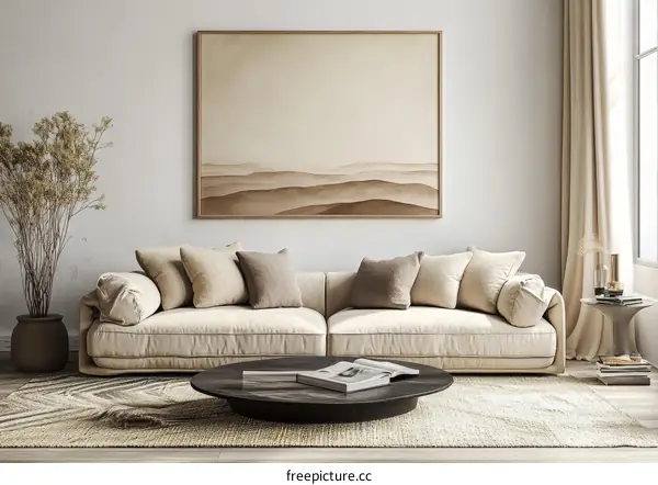Beige Living Room Interior Design