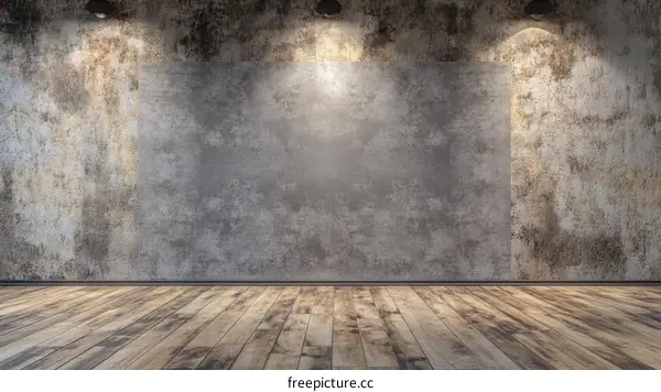 Empty Room with Blank Wall and Wooden Floor