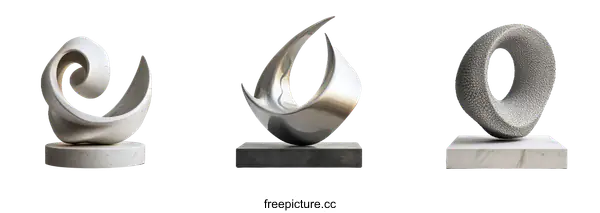 [Transparent Background PNG]Abstract Modern Sculptures on Marble Bases